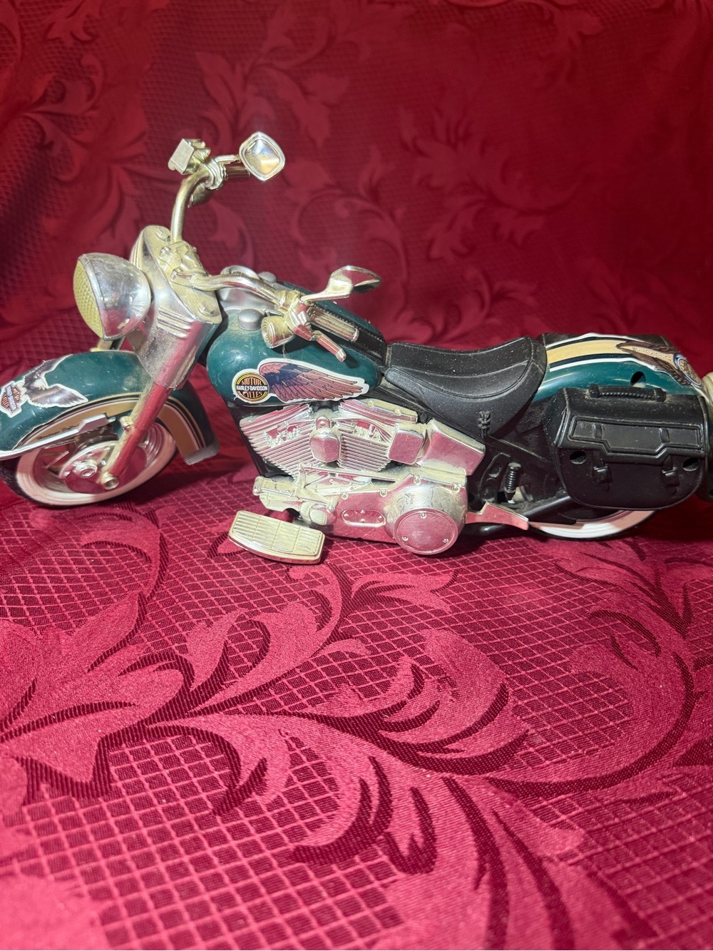 Vintage Harley-Davidson Teal and Black Cruiser Collectible Model